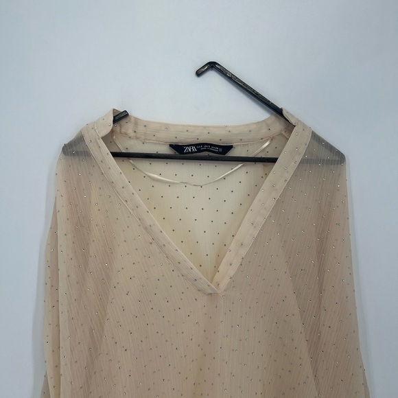 Zara Oversized Rhinestone Semi Sheer Blouse - Picture 1 of 9